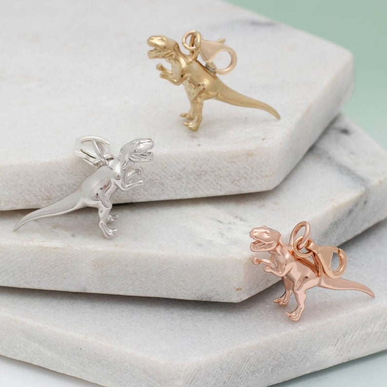 Silver or Gold Mini Dinosaur Charms image 2