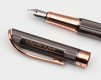 Personalised Gunmetal And Rose Gold Fountain Pen