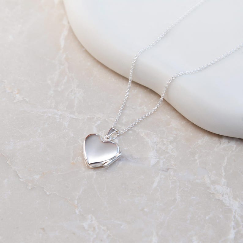 Personalisierte Silber Herz Locket • Foto Halskette Bild 5