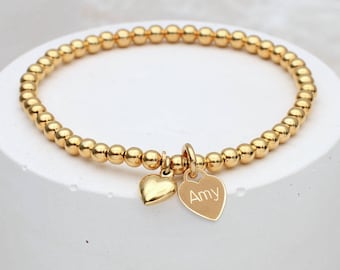 Personalised 18ct gold plated charm ball bracelet