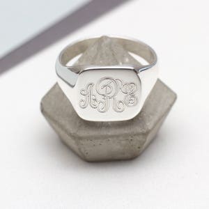 Men's Silver Square Signet Ring • Husband Gifts • Engraved Jewellery •