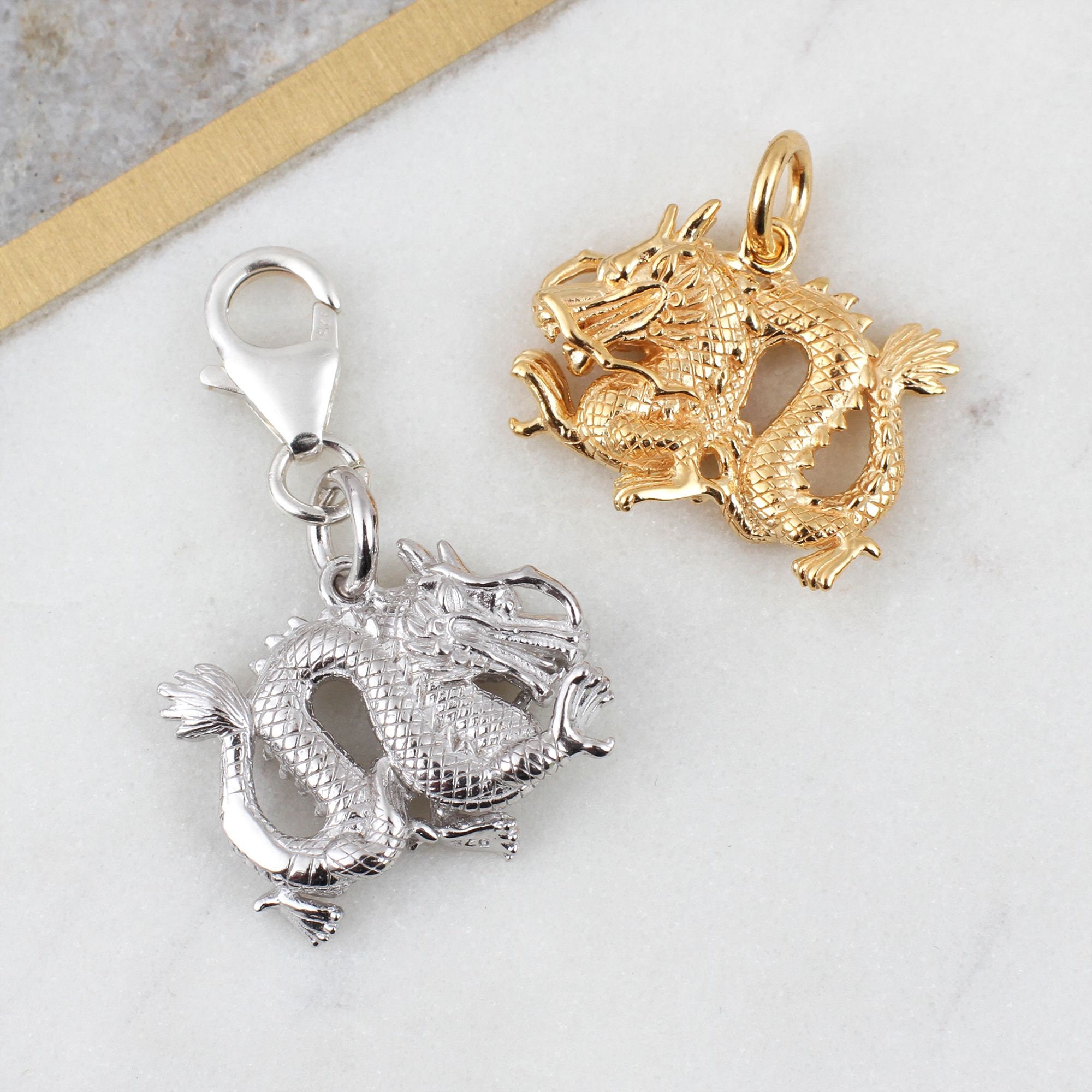  50pcs 37x32mm Chinese Dragon Charms for Jewelry Making