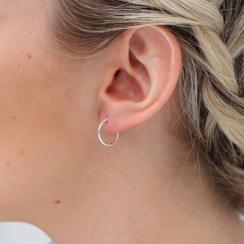 Small Silver Sleeper Hoop Earrings 1.4cm