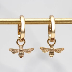 Gold or Silver Bee Hoop Earrings