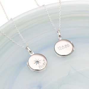 Personalised Sterling Silver Birthstone Photo Locket • Engraved Gift • Birthday Jewellery