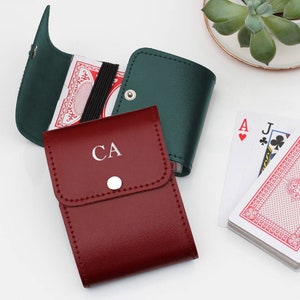 Personalised Leather Playing Card Holder & Cards
