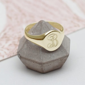 18ct Yellow Gold Plated Monogram Signet Ring