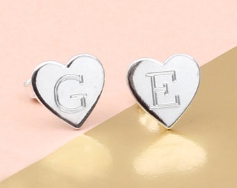 Sterling Silver Personalised Initial Heart Earrings (HBE33)