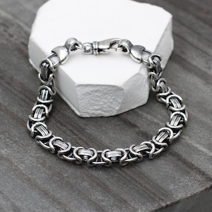 Men&#39;s Heavy Silver Chain Detail Bracelet
