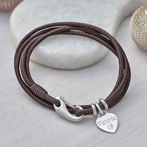 Personalised Silver & Leather Wrap Bracelet