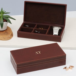 Personalisierte Leder Schmuck & Uhrenbox