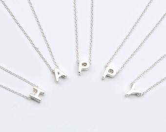 Silver Mini Floating Initial Necklace