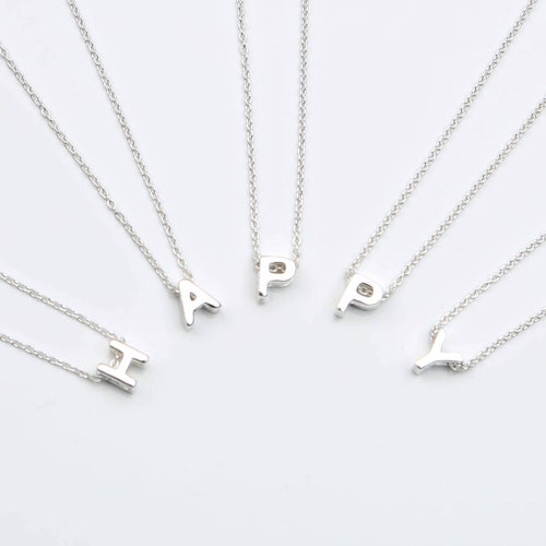 Sterling Silver Initial Necklace Solid Silver Letter Etsy UK