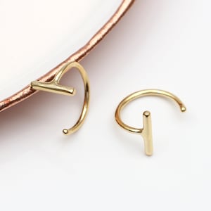 Gold Plated Mini Pull Through Bar Earrings