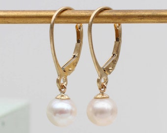 9ct gold and freshwater pearl and leverback earrings