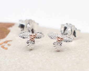 Silver & 18ct Gold Plated Birth Flower Stud Earrings