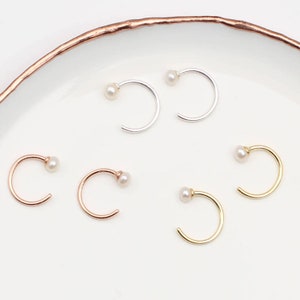 18ct Gold Plated or Silver Pearl Pull Through Earrings