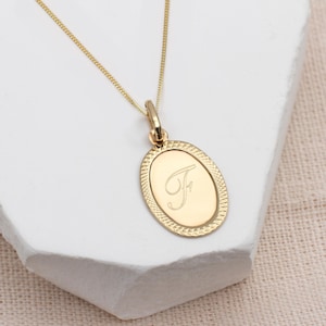 9ct Yellow Gold Oval Initial Pendant Necklace