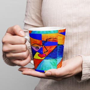 Latte Mug Artistic Latte Mug Ceramic Latte Mug Abstract Cubism Art Mug