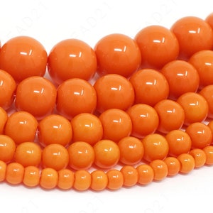 Orange Czech Opaque Glass Beads Round Loose - 4mm 6mm 8mm 10mm 12mm - 16" Strand