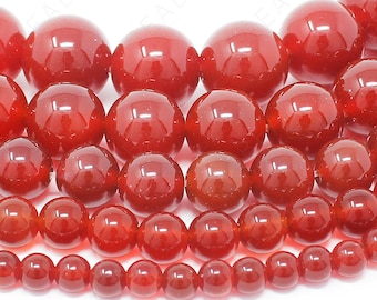 Red Agate Beads Natural Gemstone Round Loose - 4mm 6mm 8mm 10mm 12mm - 15.5" Strand