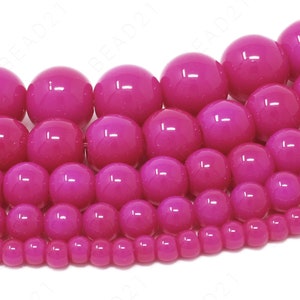 Hot Pink Czech Opaque Glass Beads Round Loose - 4mm 6mm 8mm 10mm 12mm - 16" Strand