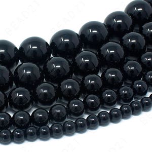 Black Onyx Beads Natural Agate Gemstone Round Loose - 4mm 6mm 8mm 10mm 12mm - 15.5" Strand