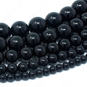 Black Onyx Beads Natural Agate Gemstone Round Loose - 4mm 6mm 8mm 10mm 12mm - 15.5&quot; Strand