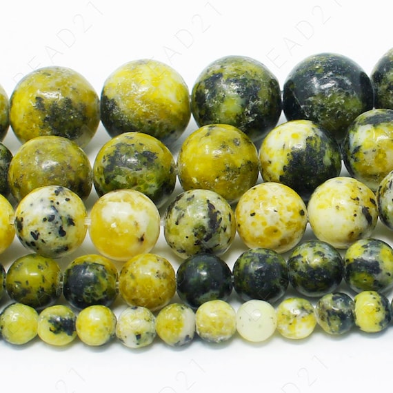 Yellow Turquoise Beads Natural Gemstone Round Loose 4mm 6mm Etsy