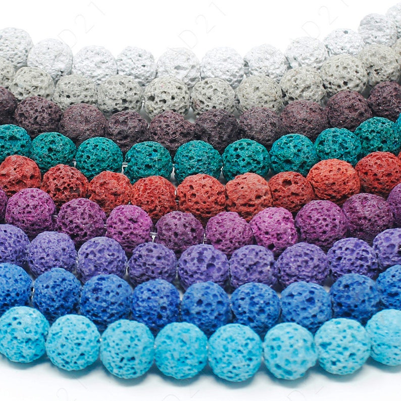 Color Dyed Lava Rock Beads Natural Round Loose - 8mm - 15.5