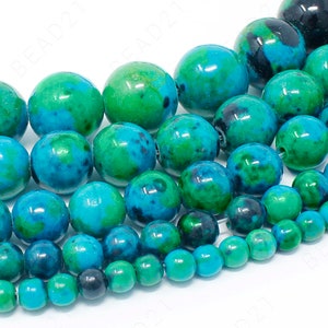 Chrysocolla Beads Gemstone Reconstituted Round Loose - 4mm 6mm 8mm 10mm 12mm - 15.5" Strand