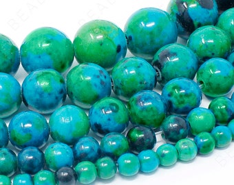 Chrysocolla Beads Gemstone Reconstituted Round Loose - 4mm 6mm 8mm 10mm 12mm - 15.5" Strand