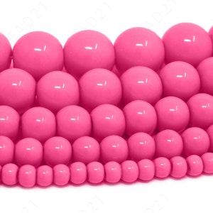 Różowe czeskie nieprzezroczyste szklane koraliki okrągłe luźne - 4 mm 6 mm 8 mm 10 mm 12 mm - 16" Strand