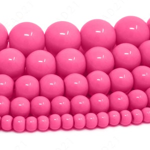 Pink Czech Opaque Glass Beads Round Loose - 4mm 6mm 8mm 10mm 12mm - 16" Strand