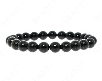 8mm Shungite Bracelet Beads Natural Gemstone Round Stretch Cord