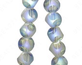 Czech Glass Round Cut Faceted Beads Matte Clear Iridescent Frosted Loose - 8mm - 16 quot Strand
