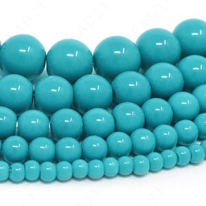 Turkusowe czeskie nieprzezroczyste szklane koraliki okrągłe luźne - 4 mm 6 mm 8 mm 10 mm 12 mm - 16" Strand