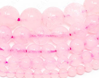 Rose Quartz Perles naturelles Gemstone Round Loose - 4mm 6mm 8mm 10mm 12mm - 15.5" Strand