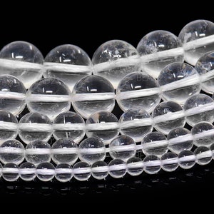 Clear Crystal Quartz Beads Natural Gemstone Round Loose - 4mm 6mm 8mm 10mm 12mm - 15.5" Strand