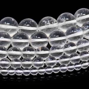 Clear Crystal Quartz Beads Natural Gemstone Round Loose - 4mm 6mm 8mm 10mm 12mm - 15.5&quot; Strand