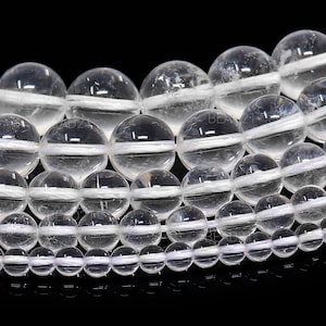 Clear Crystal Quartz Beads Natural Gemstone Round Loose - 4mm 6mm 8mm 10mm 12mm - 15.5" Strand