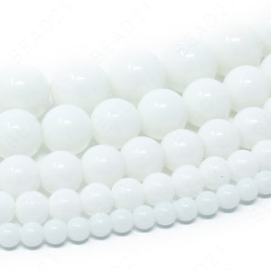 White Agate Beads Natural Gemstone Round Loose - 4mm 6mm 8mm 10mm 12mm - 15.5" Strand