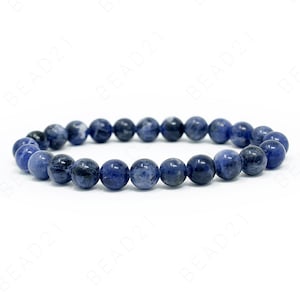 8mm Dark Blue Sodalite Bracelet Beads Natural Gemstone Round Stretch Cord