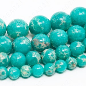 Green Imperial Beads Natural Sea Sediment Jasper Gemstone Round - 6mm 8mm 10mm 12mm - 15.5&quot; Strand