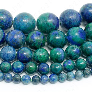 ★クリソコーラ 38ミリ珠 丸玉(SA~SA+) Azurite Malachite Lapis Chrysocolla Beads Natural Gemstone