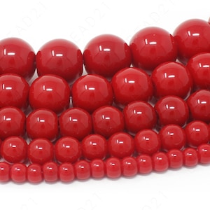 Red Czech Opaque Glass Beads Round Loose - 4mm 6mm 8mm 10mm 12mm - 16" Strand
