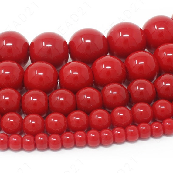 Red Czech Opaque Glass Beads Round Loose 4mm 6mm 8mm 10mm 12mm