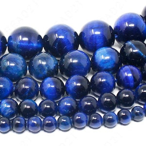 Blue Tiger Eye Beads - Grade AAA - Natural Gemstone Round Loose - 4mm 6mm 8mm 10mm 12mm - 15.5" Strand