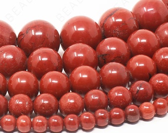 Red Jasper Beads Natural Gemstone Round Loose - 4mm 6mm 8mm 10mm 12mm - 15.5" Strand