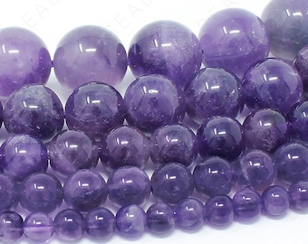 Amethyst Beads - Grade AAA - Natural Gemstone Round Loose - 4mm 6mm 8mm 10mm 12mm - 15.5" Strand